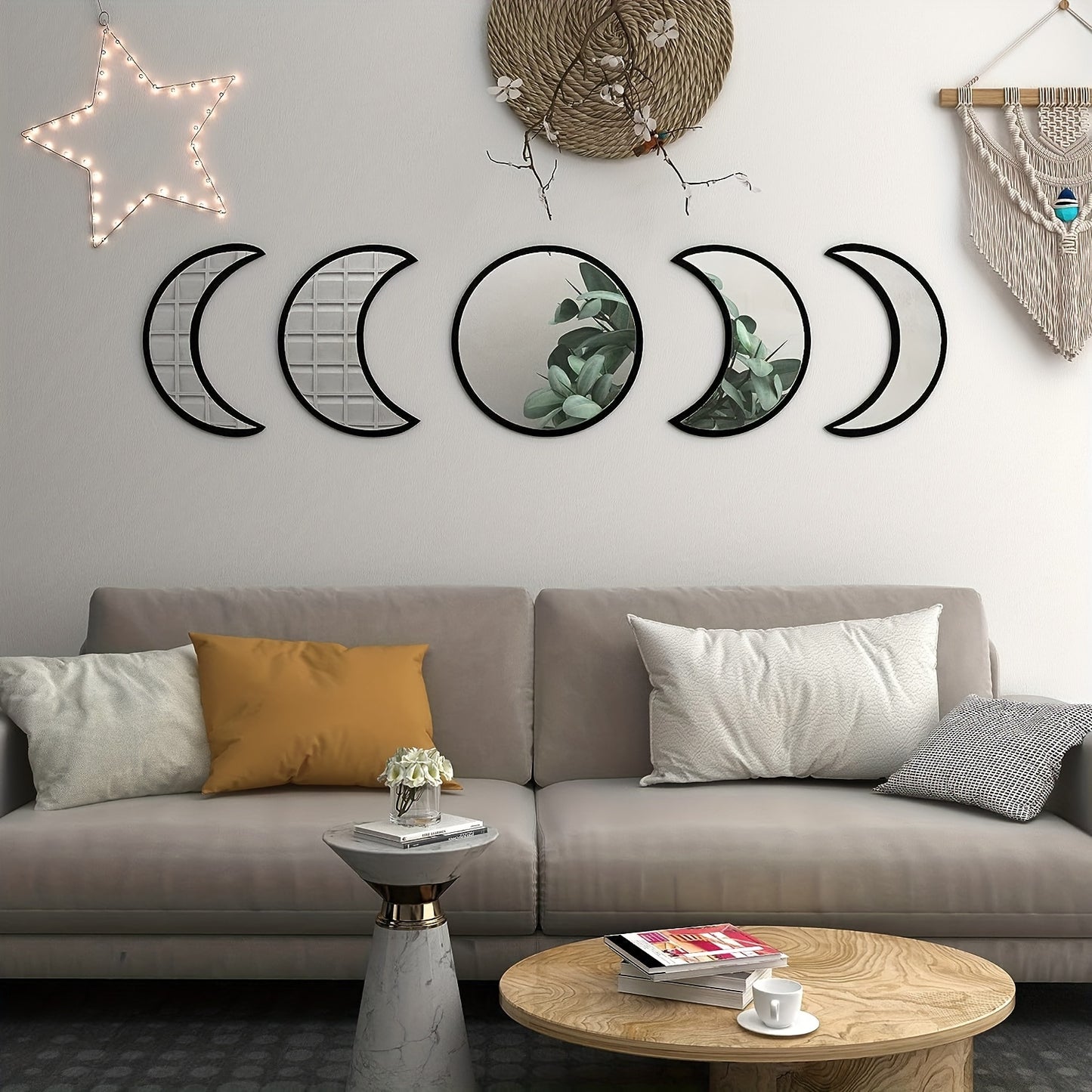 Conjunto de 5 peças de Espelho Acrílico Estilo Boêmio