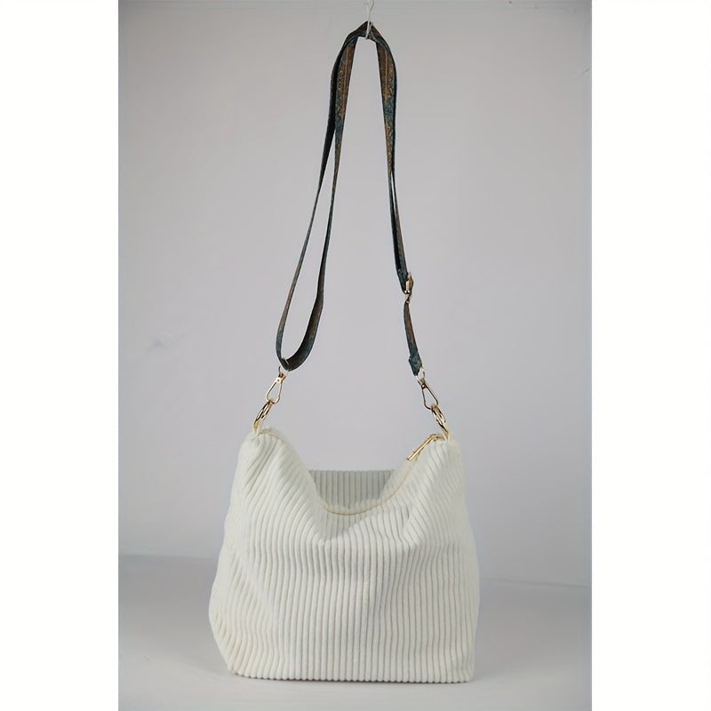 Bolsa de ombro em veludo cotelê