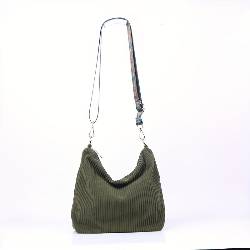 Bolsa de ombro em veludo cotelê