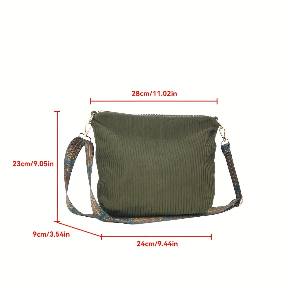 Bolsa de ombro em veludo cotelê