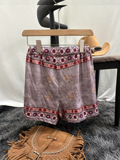 Shorts vintage com estampa Geometrica
