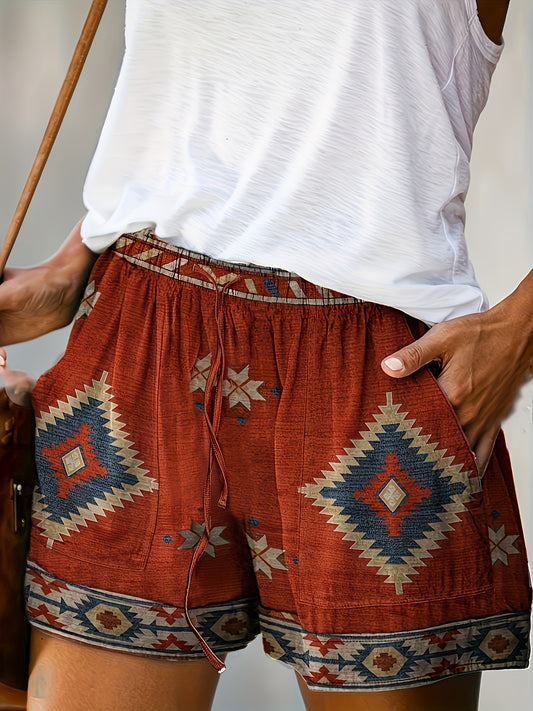Shorts vintage com estampa Geometrica
