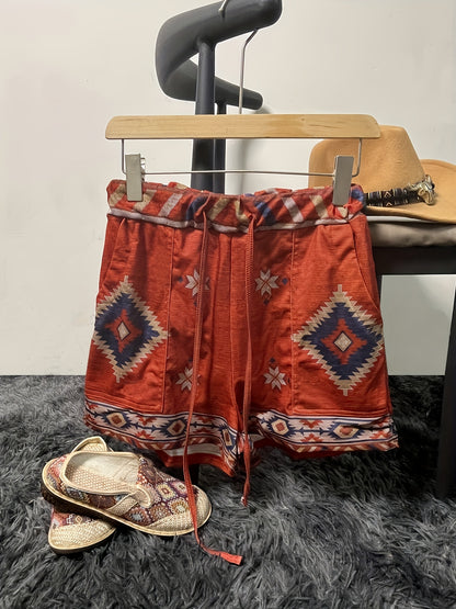 Shorts vintage com estampa Geometrica