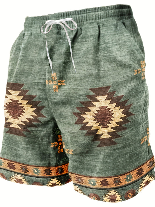 Shorts com padrão gráfico de estilo étnico