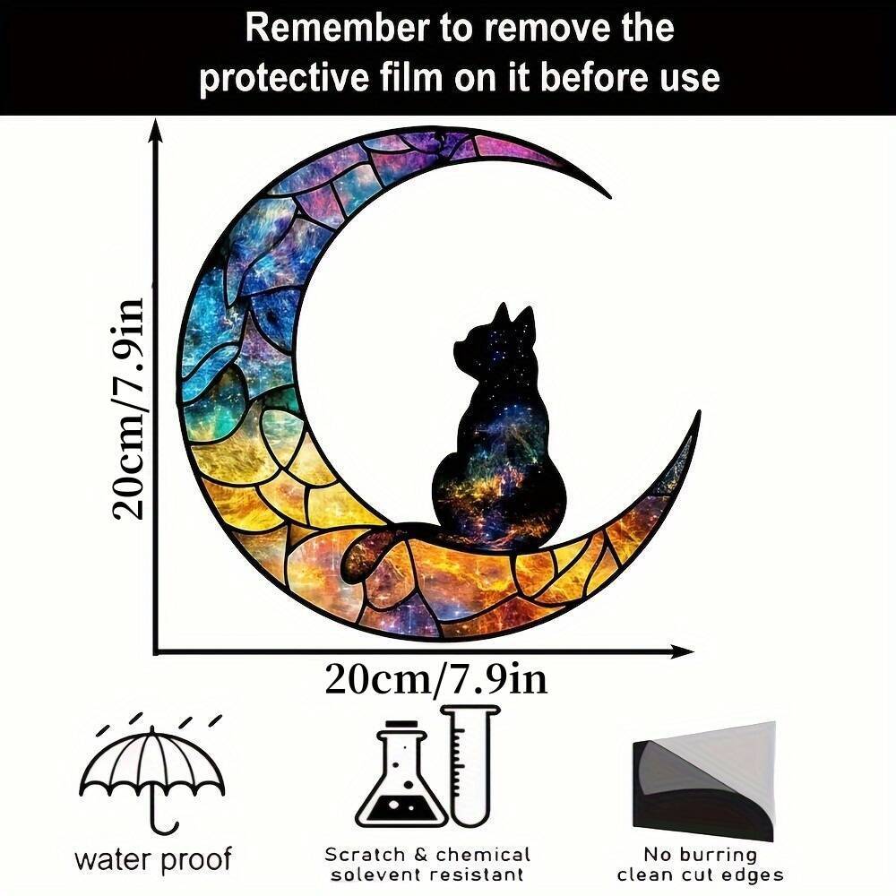Decoração em Acrílico Estilo Boêmio - Gato na Lua